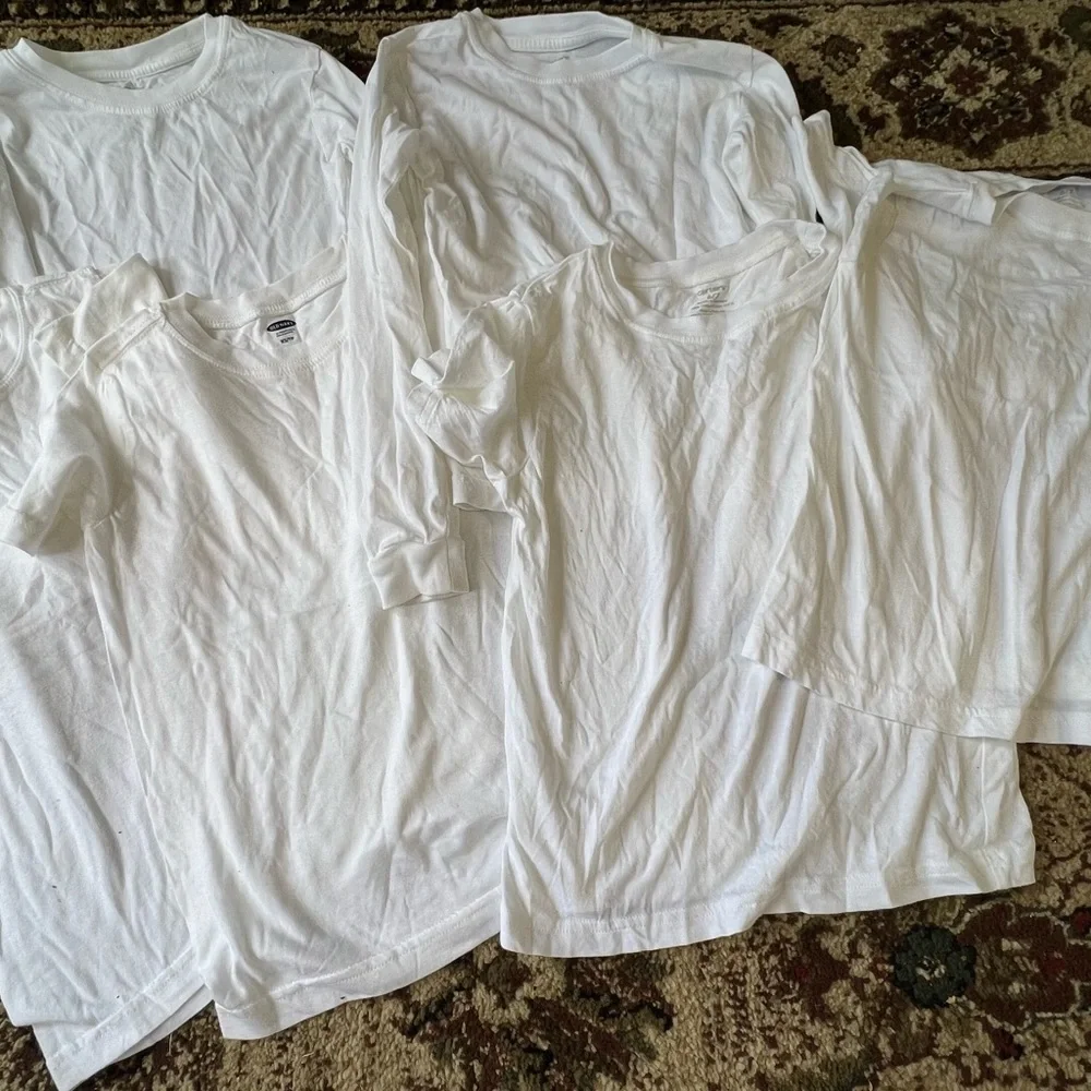 Carters & old Navy Boys White Cotton Undershirt Tee’s Long Sleeve & Short Sleeve